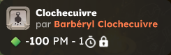 Clochecuivre appliqué par Barbéryl : -100 PM pendant 1 tour