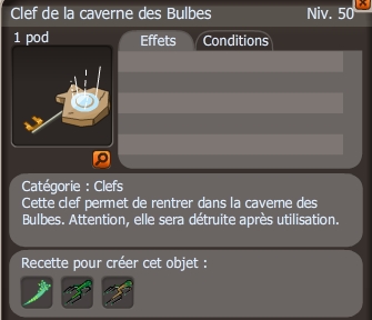 Craft de Clef de la caverne des Bulbes