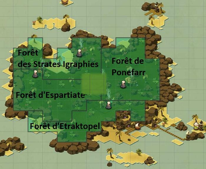 Les quatre forêts de l'Archipel de Vulkania où apparaît Draguisla Bonita