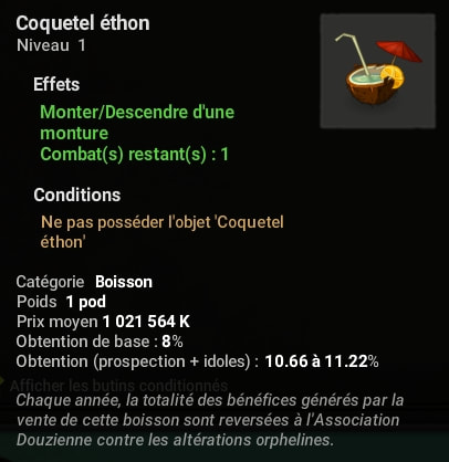 Coquetel éthon (taux de base 8%)