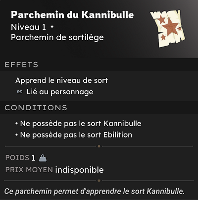 Le parchemin du sort récupéré